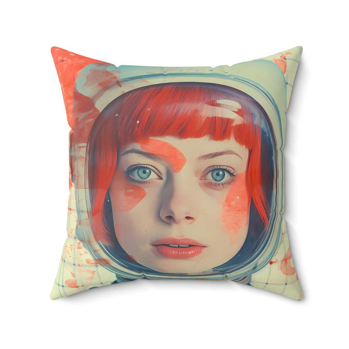 astro cadet space art faux suede pillow emma stone