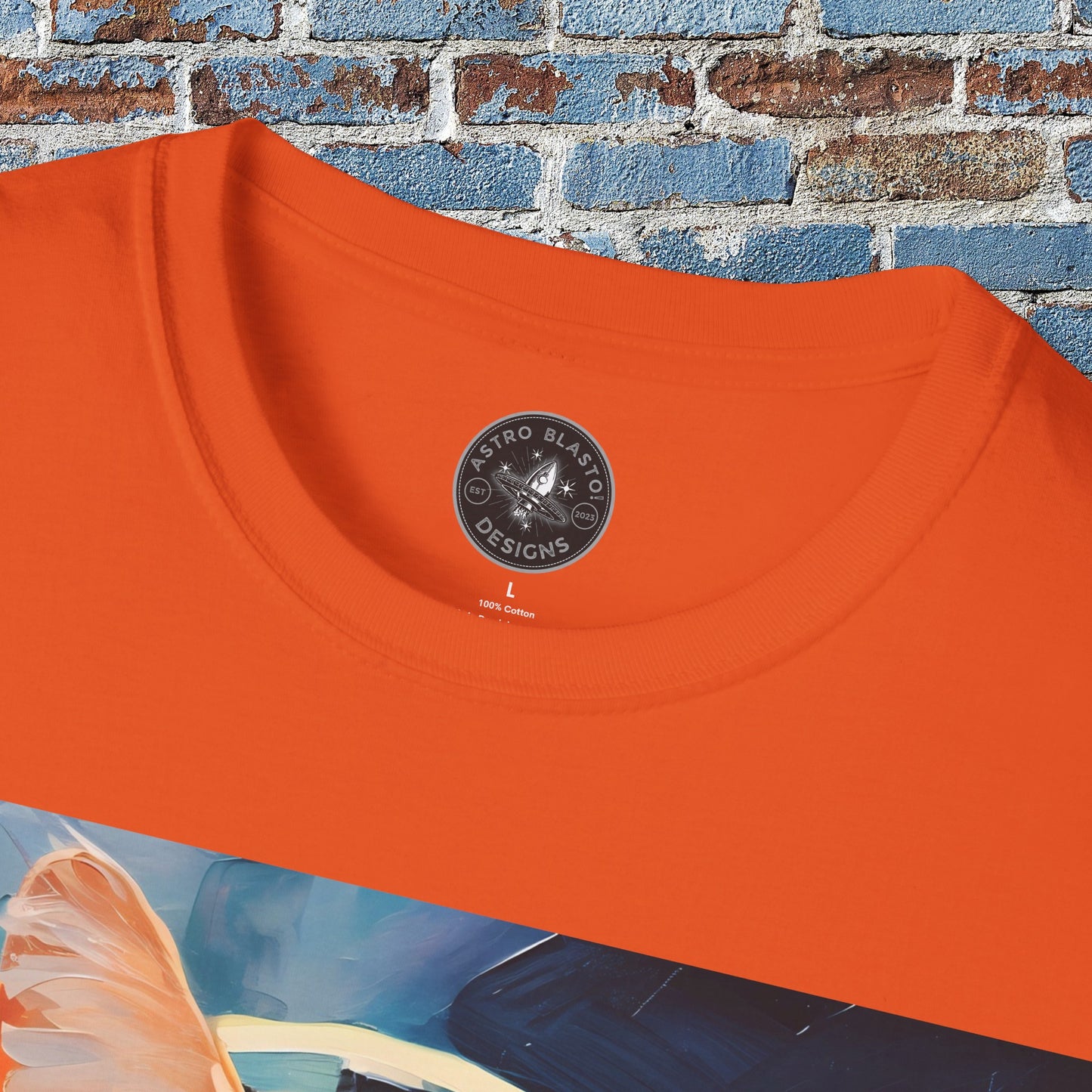 pet cadet space art t-shirt orange tabby cat