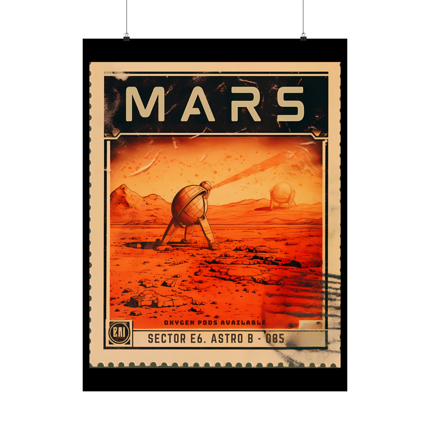 Postage Stamp Planet Poster - Mars