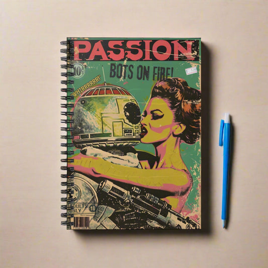 Pulp Cover Novel Notebook - "Passion: Bots on Fire"