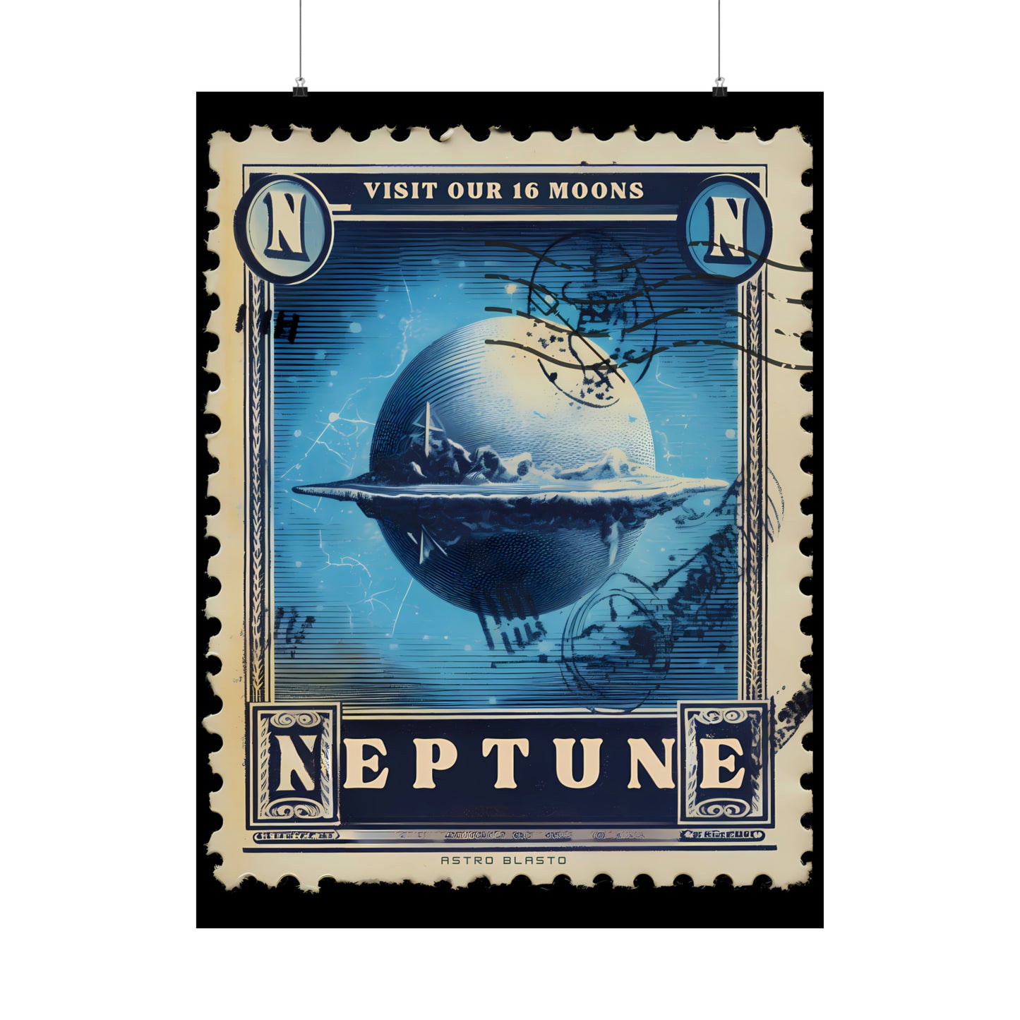 Postage Stamp Planet Poster - Neptune