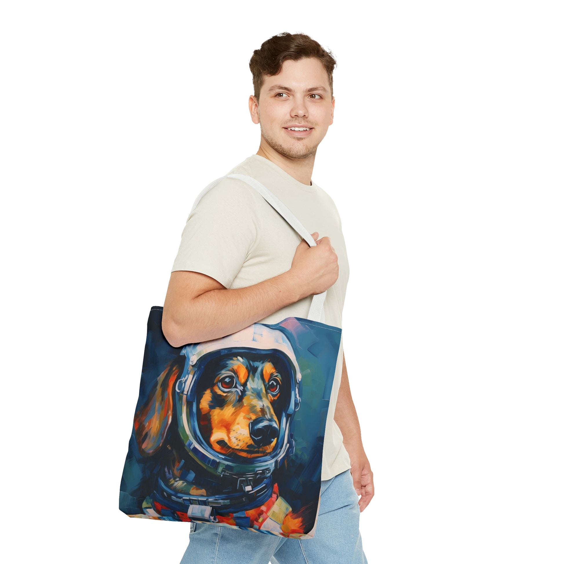 space art dachshund tote bag