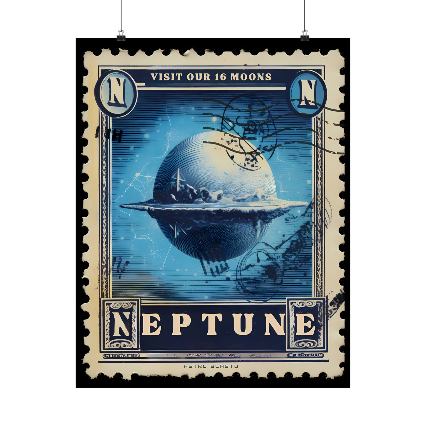 Postage Stamp Planet Poster - Neptune