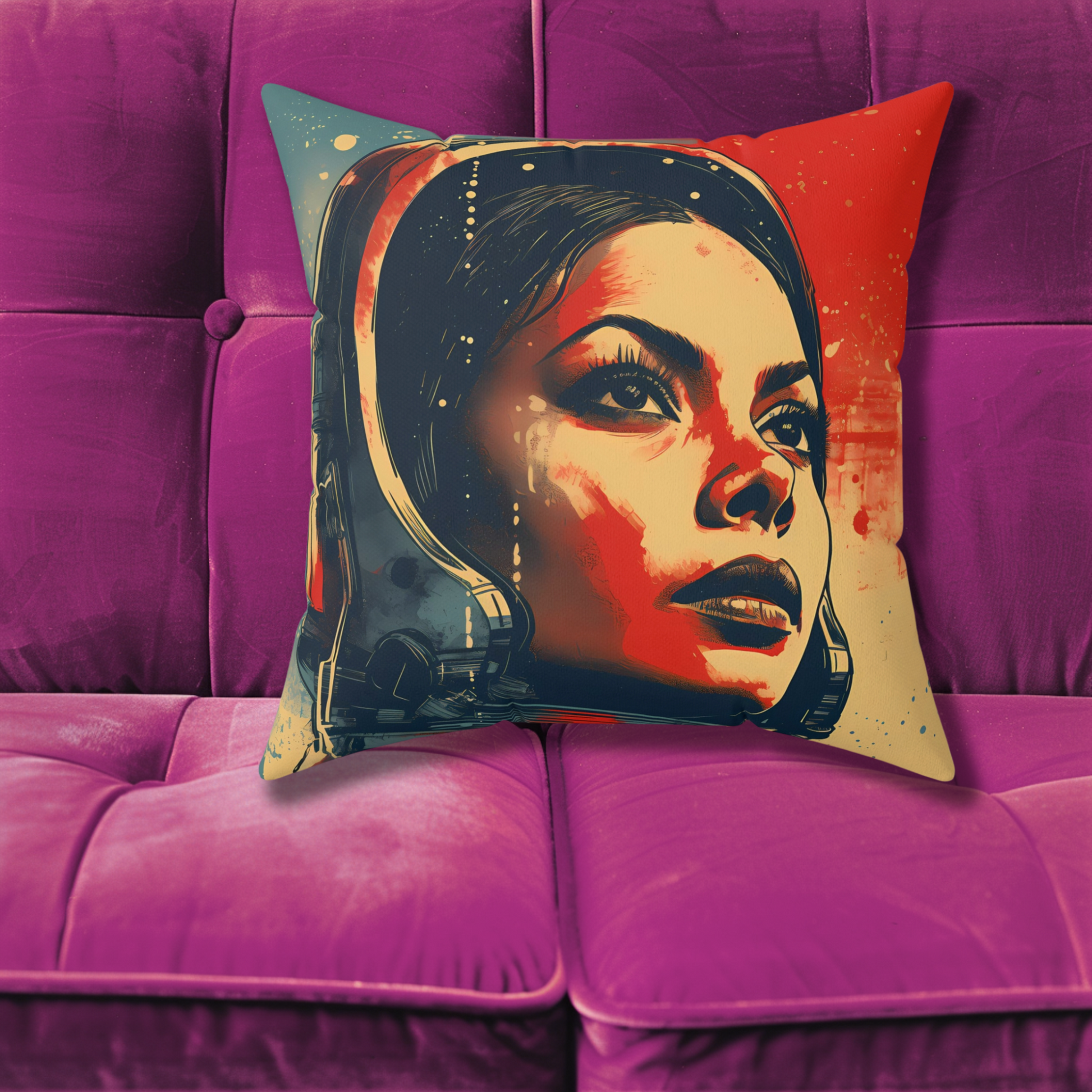 astro cadet space art faux suede pillow rosario dawson