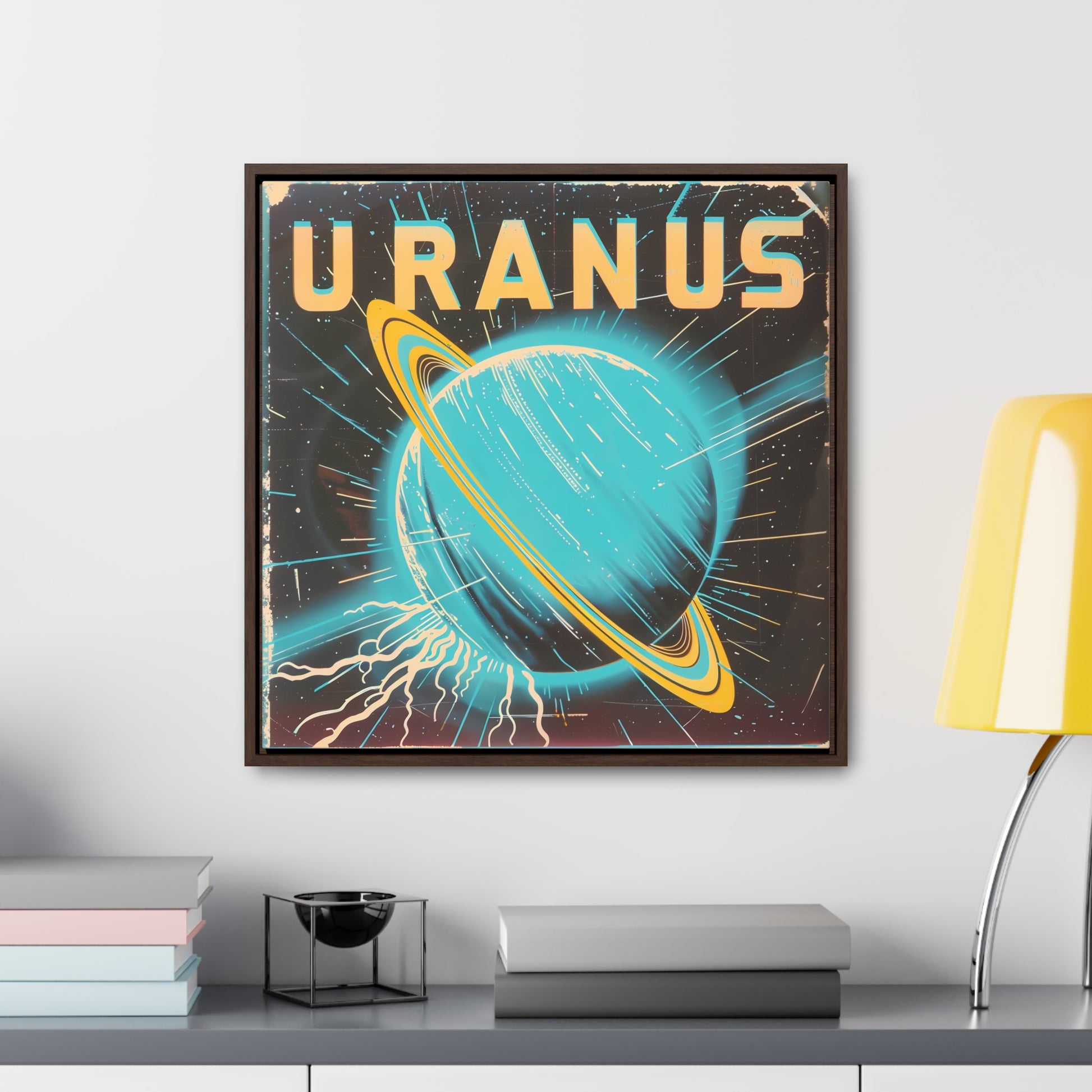 planet uranus space art framed portrait print