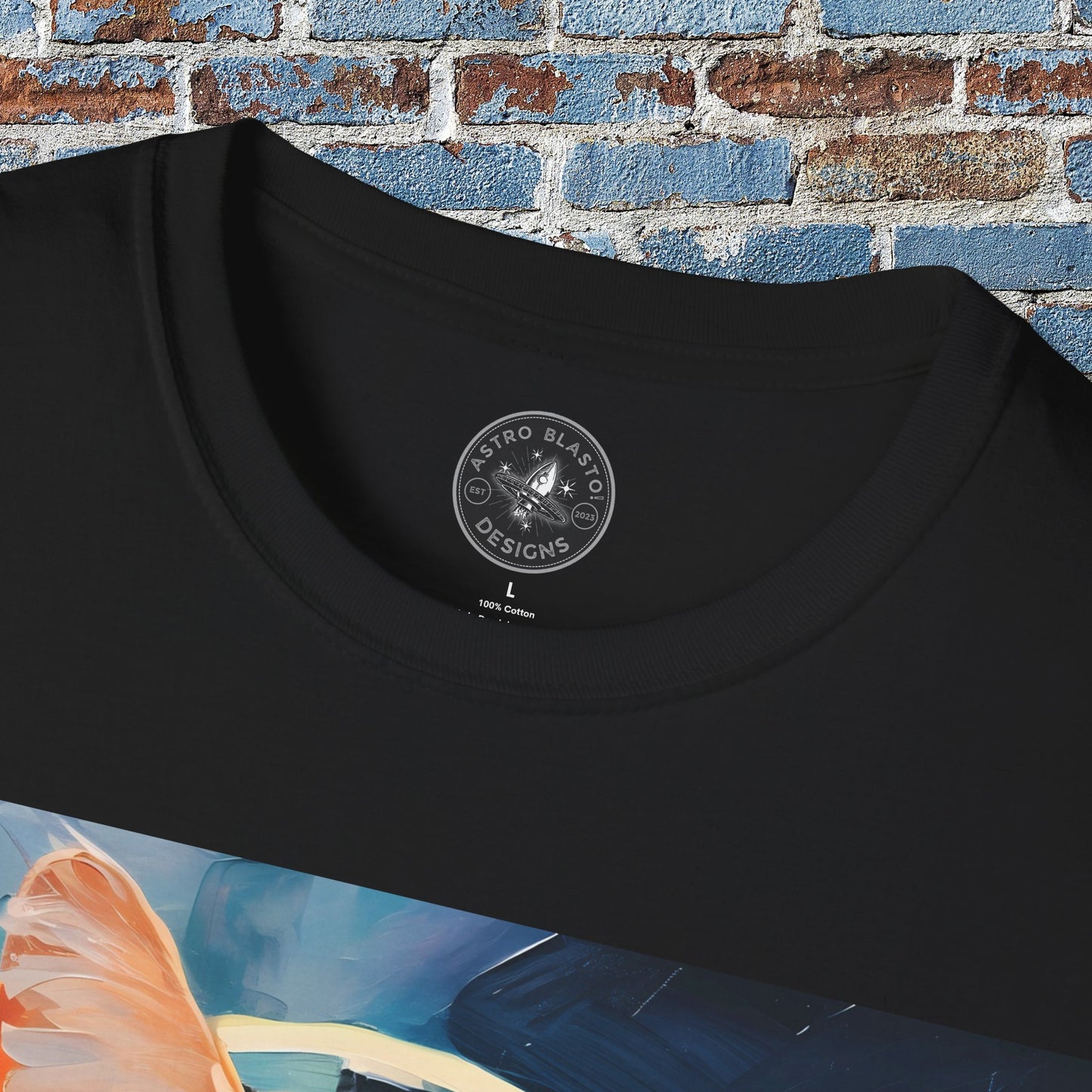 pet cadet space art t-shirt orange tabby cat