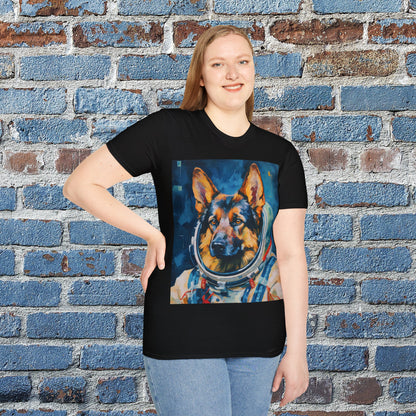 pet cadet space art t-shirt german shepherd dog