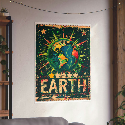 Postage Stamp Planet Poster - Earth