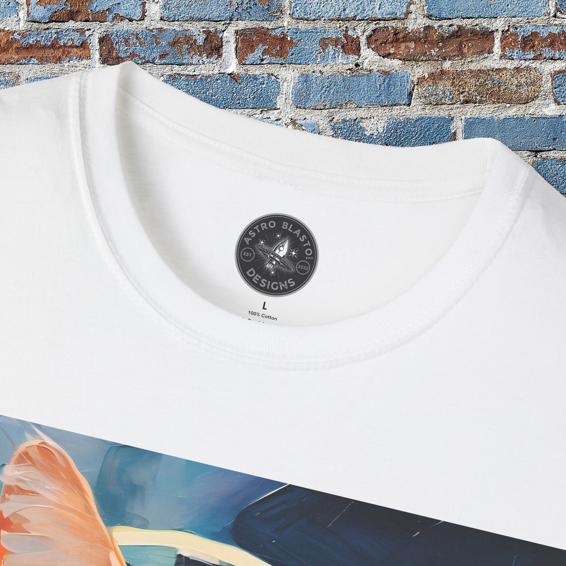 pet cadet space art t-shirt orange tabby cat