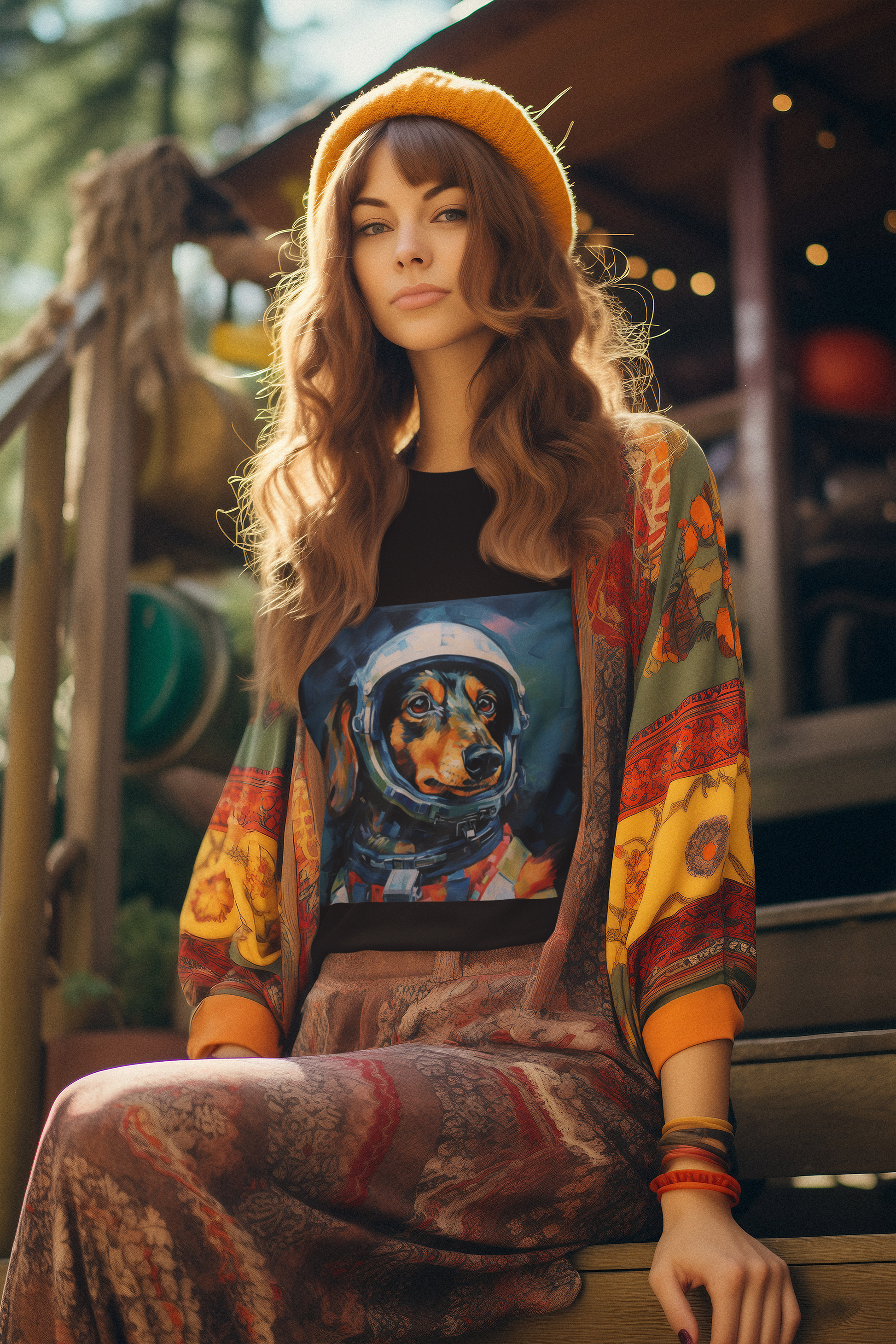 pet cadet space art t-shirt dachshund dog