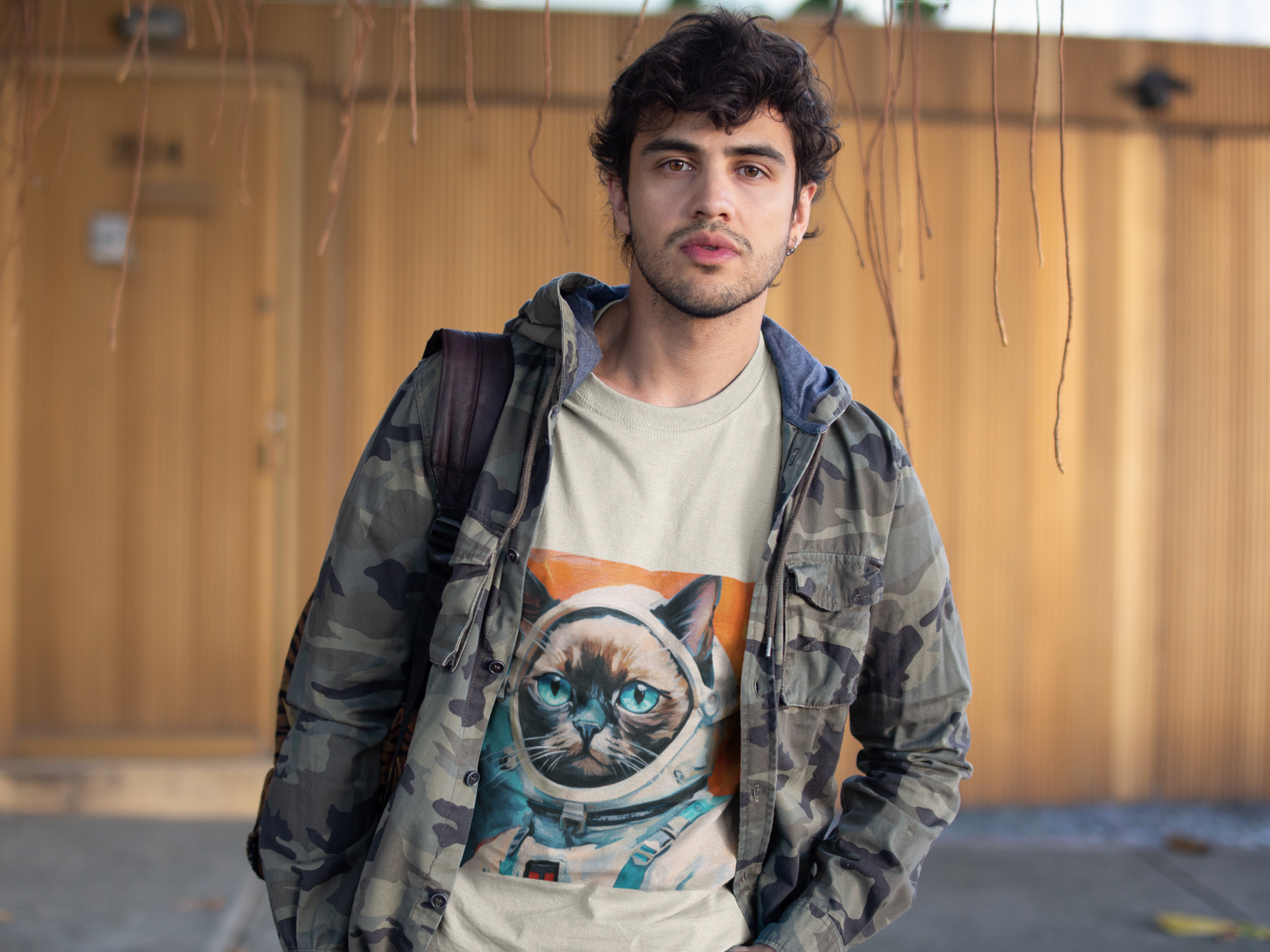 pet cadet space art t-shirt siamese cat